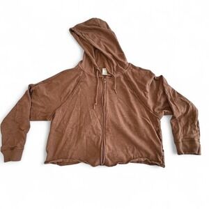 Victoria's‎ Secret Pink L Brown Zip Up Hoodie Pockets Y2K Cozy